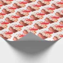 Valentine Cupcake Wrapping Paper – Cute Hearts