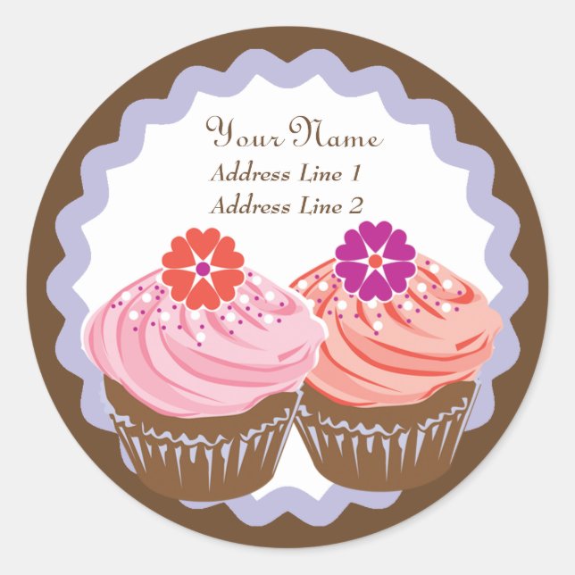 Valentine Cupcakes Classic Round Sticker (Front)