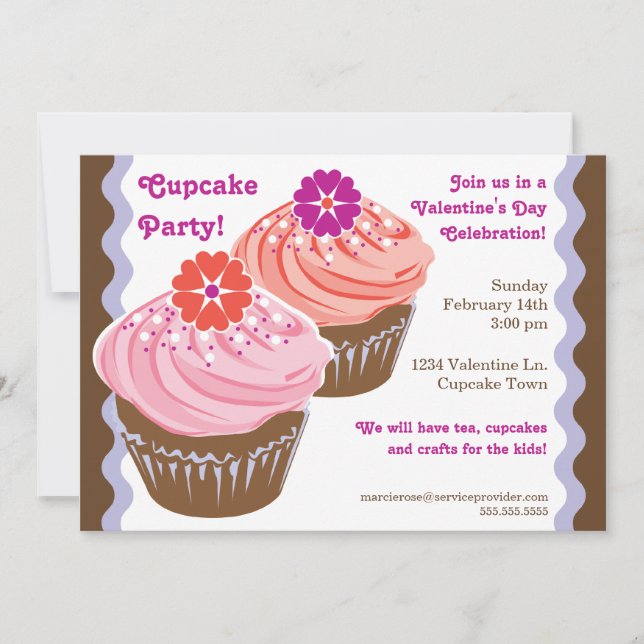Valentine Cupcakes Invitation (Front)
