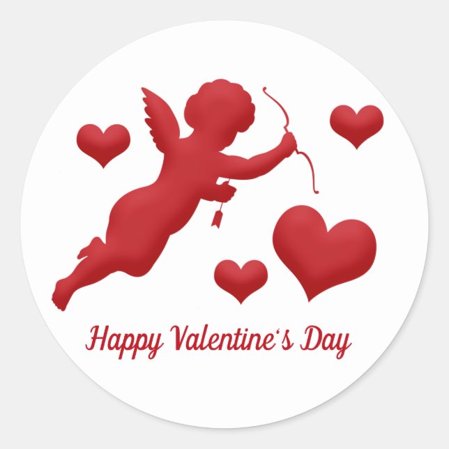 Valentine Cupid Classic Round Sticker (Front)