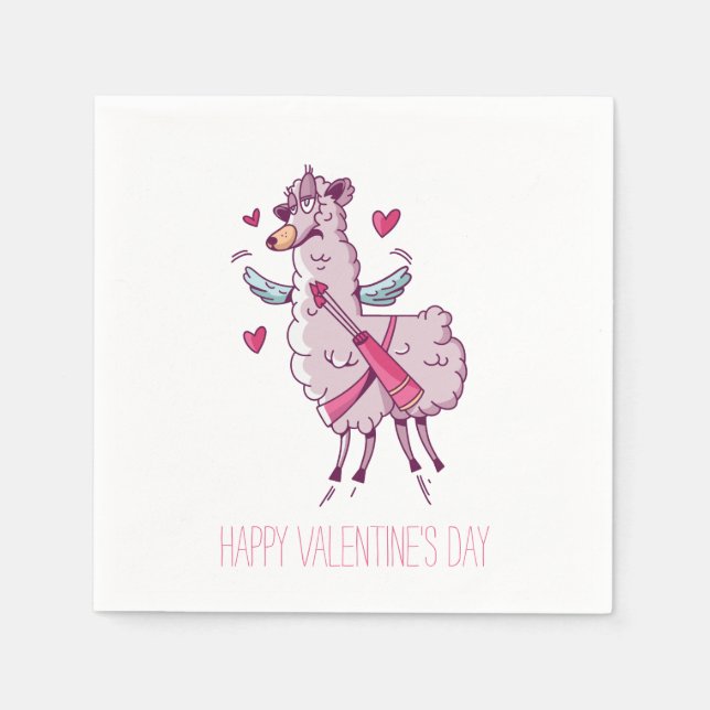 Valentine Cupid Llama Napkins (Front)