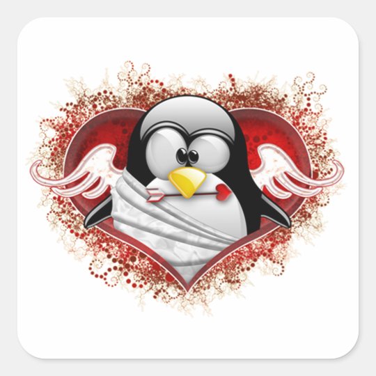 Valentine Cupid Tux Square Sticker