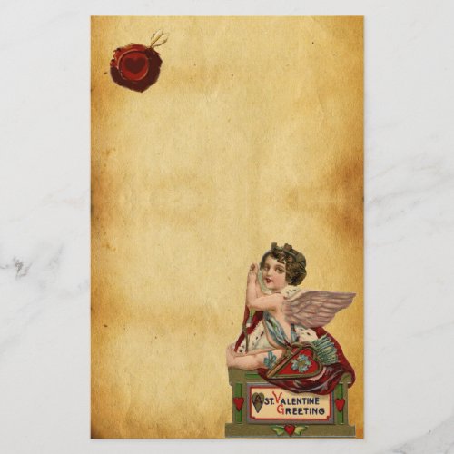 VALENTINE CUPID WITH ARROWSRED WAX SEAL PARCHMENT STATIONERY