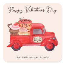 Valentine Cupid's Delivery Red Truck Custom