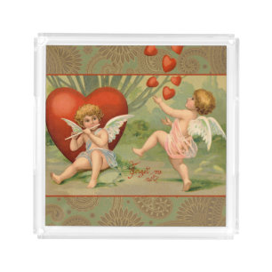 Valentine Cupids Love Antique Vintage Acrylic Tray