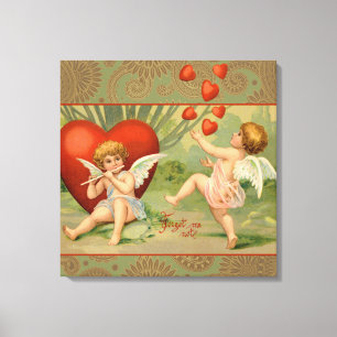 Valentine Cupids Love Antique Vintage Canvas Print