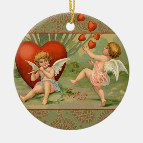 Valentine Cupids Love Antique Vintage Ceramic Ornament