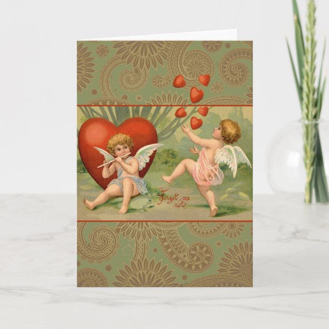 Valentine Cupids Love Antique Vintage Holiday Card (Front)
