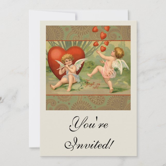 Valentine Cupids Love Antique Vintage Invitation (Front)