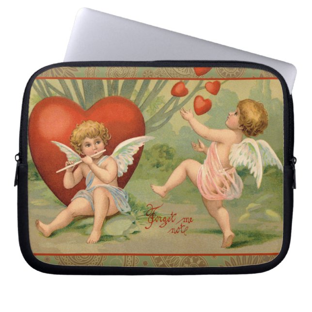 Valentine Cupids Love Antique Vintage Laptop Sleeve (Front)