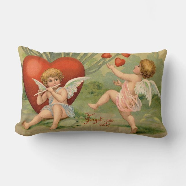 Valentine Cupids Love Antique Vintage Lumbar Pillow (Front)