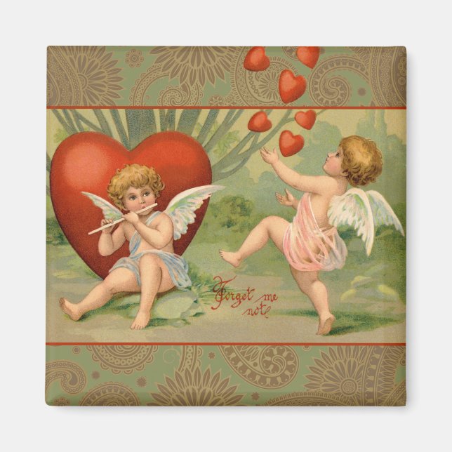 Valentine Cupids Love Antique Vintage Magnet (Front)