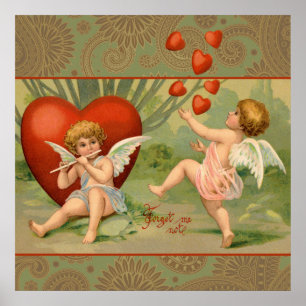 Valentine Cupids Love Antique Vintage Poster