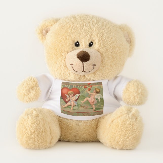 Valentine Cupids Love Antique Vintage Teddy Bear (Front)