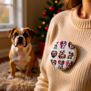 Valentine Cute Bulldog Love Button