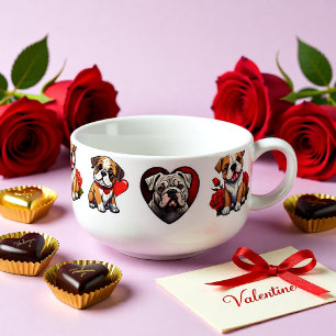 Valentine Cute Bulldog Love Soup Mug