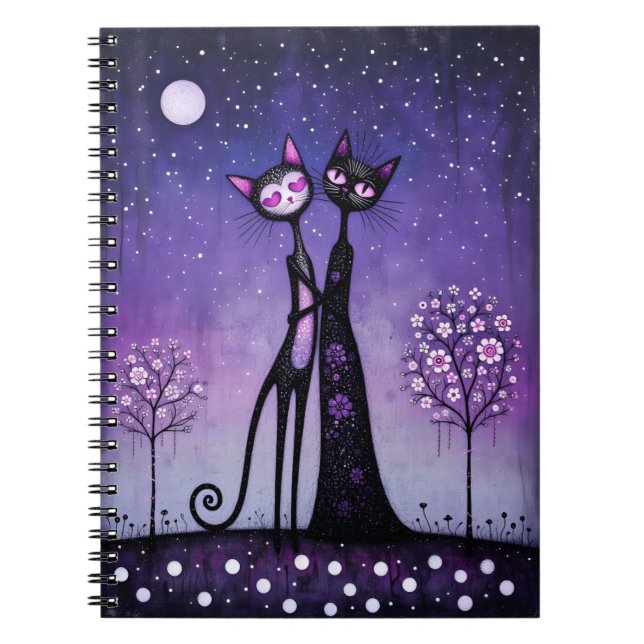 Valentine Cute Cat Art Spiral Notebook (Front)