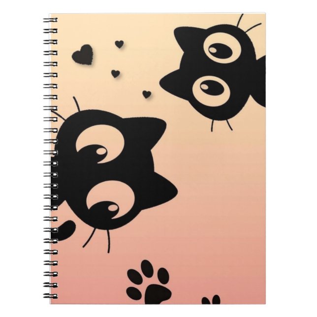 Valentine Cute Cat Art Spiral Notebook (Front)