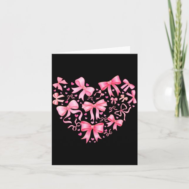 Valentine Cute Coquette Bow Nk Heart Girl Women Ki Card (Front)