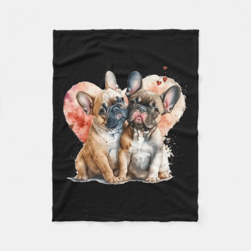 Valentine Cute Couple French Bulldog Valentines D Fleece Blanket