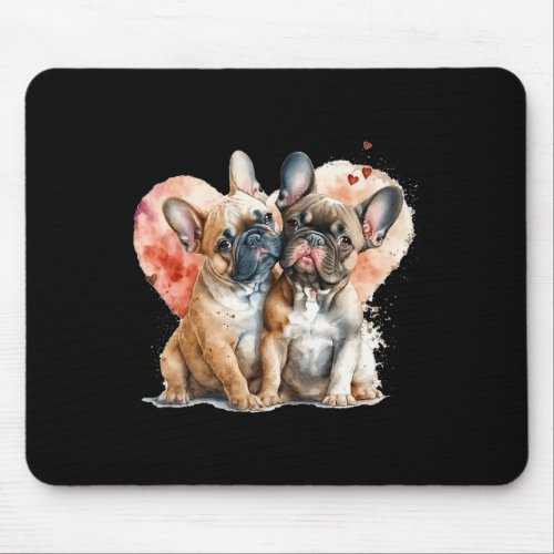 Valentine Cute Couple French Bulldog Valentines D Mouse Pad