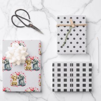 Valentine cute dogs dots square pattern grey