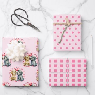 Valentine cute dogs dots square pattern pink