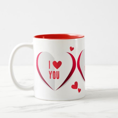 Valentine Cute Paper Hearts Love Two_Tone Coffee Mug