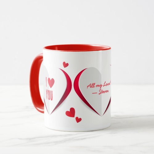 Valentine Cute Paper Hearts Personalized Mug