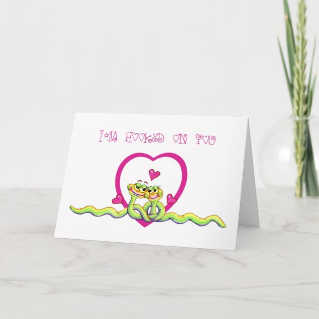 Valentine Cute Worm Couple Holiday Card (Front)