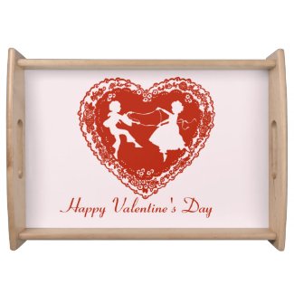 Valentine Cutwork Vintage Heart, Romantic Serving Tray