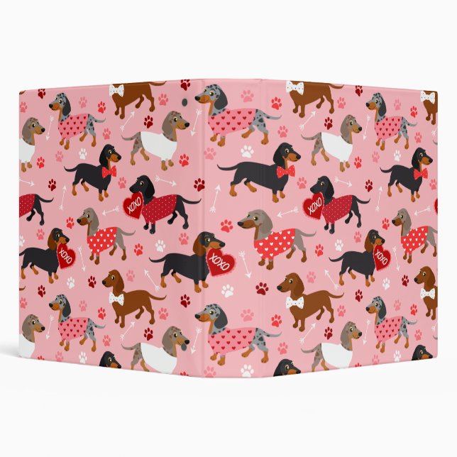 Valentine Dachshund 3 Ring Binder (Background)