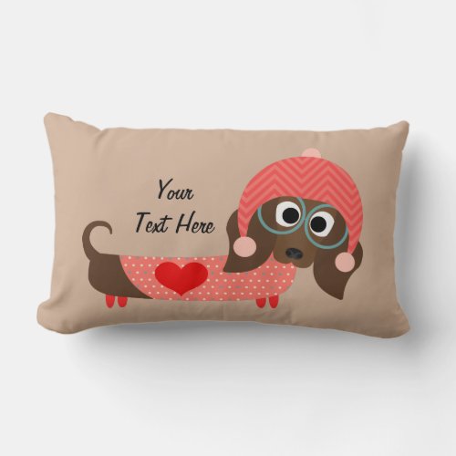 Valentine Dachshund customizable Lumbar Pillow
