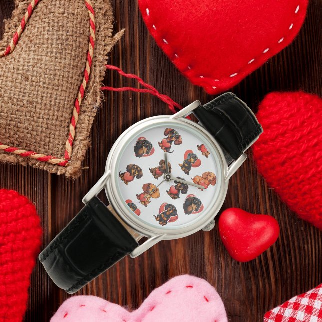 Valentine Dachshund dog heart Watch (Valentine Dachshund dog heart Watch)