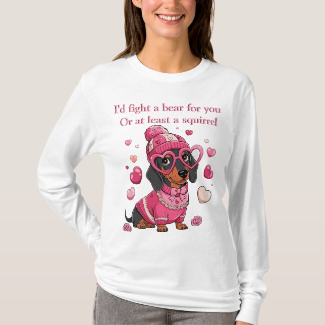 Valentine Dachshund Dog  T-Shirt (Front)