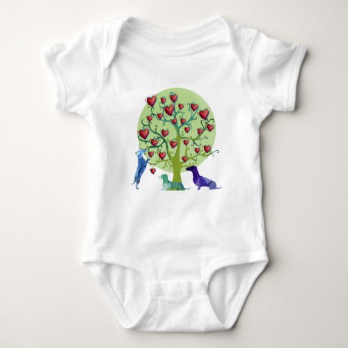 Valentine Dachshund Hearts Garden Jersey Bodysuit