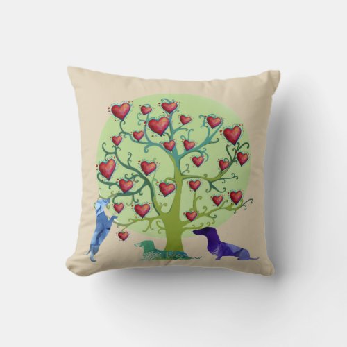Valentine Dachshund Hearts Garden Throw Cushion