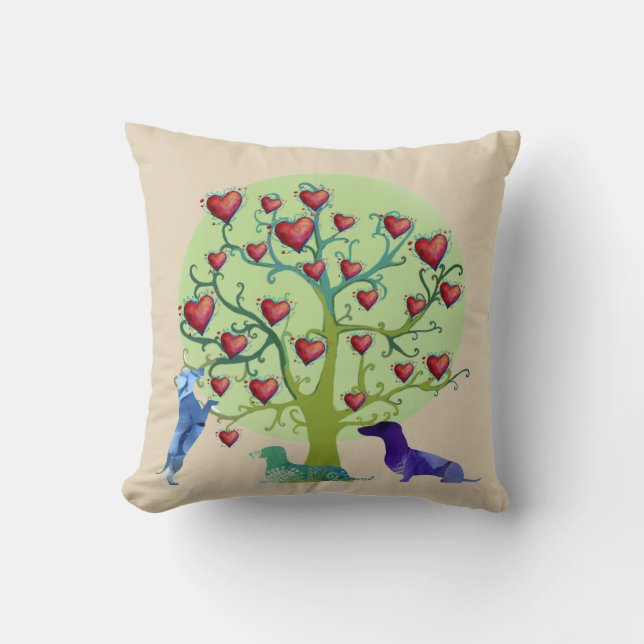 Valentine Dachshund Hearts Garden Throw Cushion (Front)