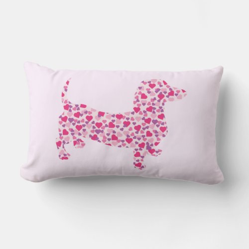 Valentine Dachshund Hearts Lumbar Pillow