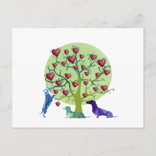 Valentine Dachshund Hearts  Postcard