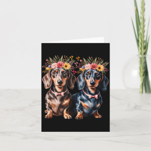 Valentine Dachshund Matching Couple Love Floral Do Card