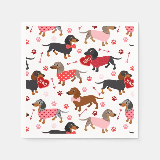 Valentine Dachshund Napkins (Front)