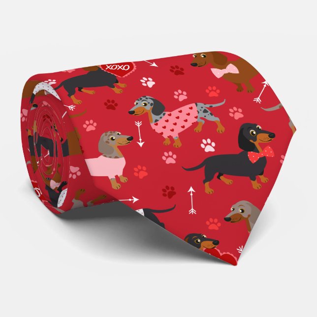 Valentine Dachshund Neck Tie (Rolled)