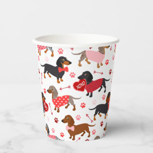 Valentine Dachshund Paper Cups
