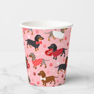 Valentine Dachshund Paper Cups