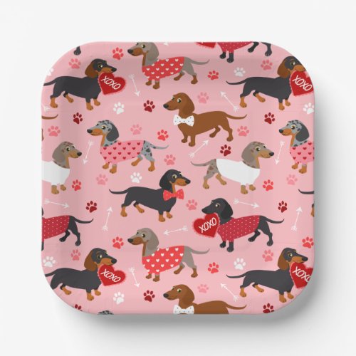 Valentine Dachshund Paper Plates