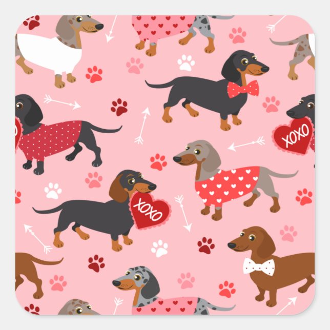 Valentine Dachshund Square Sticker (Front)
