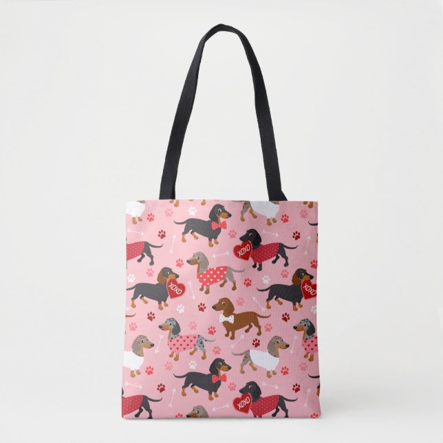 Valentine Dachshund Tote Bag (Front)