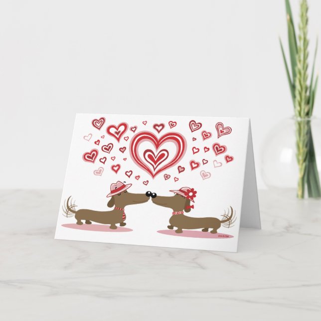 Valentine Dachshunds - Customized Holiday Card (Front)