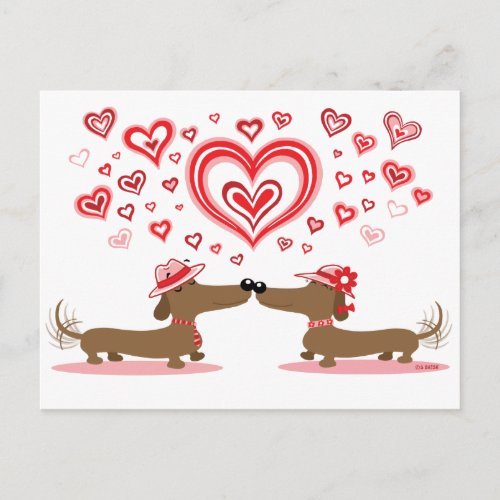 Valentine Dachshunds Holiday Postcard